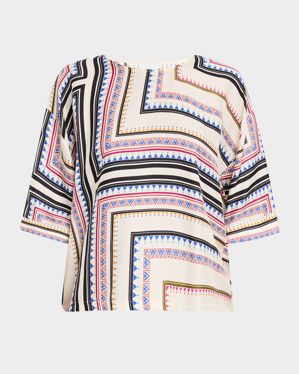 Arden Oversized Geometric-Print Blous
